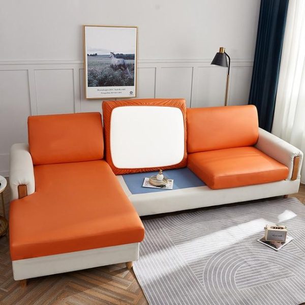 housse de siege d'angle simili cuir orange