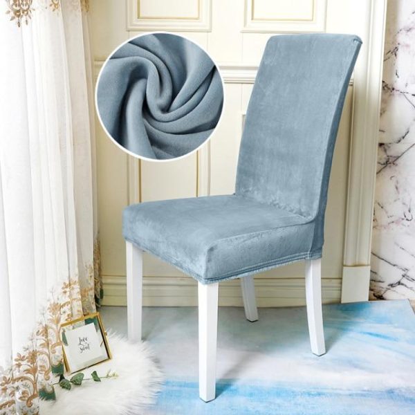 housse de chaise velours bleu ciel