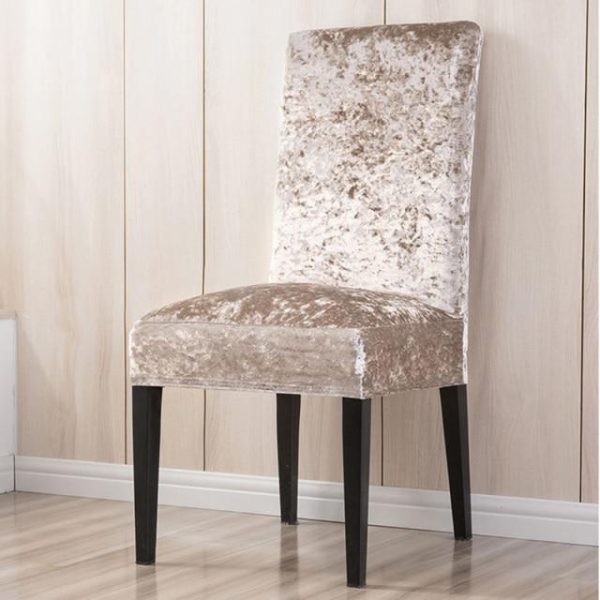 housse de chaise velours de glace beige