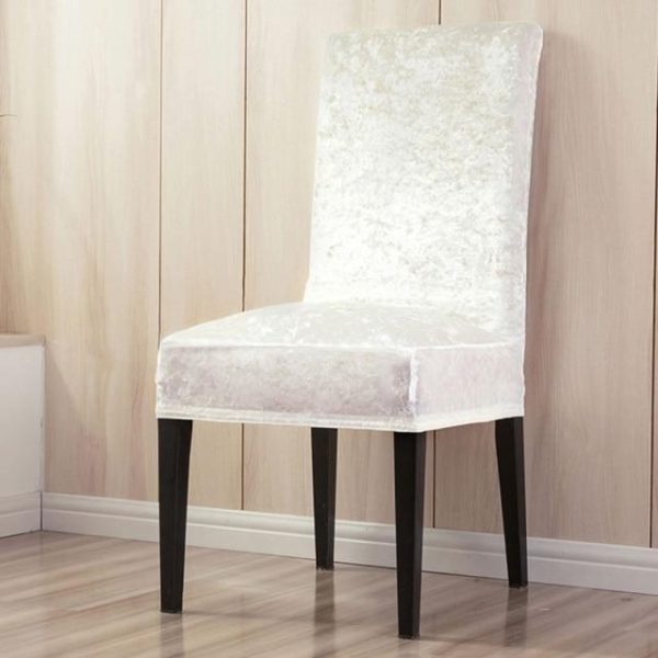 housse de chaise velours blanc