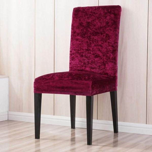 housse de chaise velours de glace bordeaux