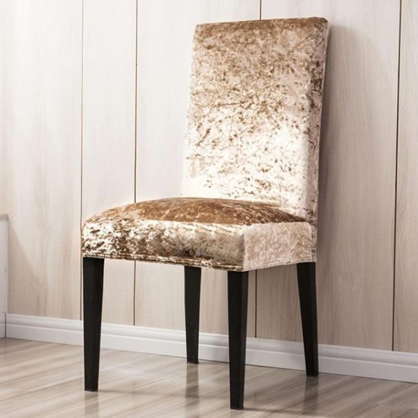 housse de chaise velours de glace champagne