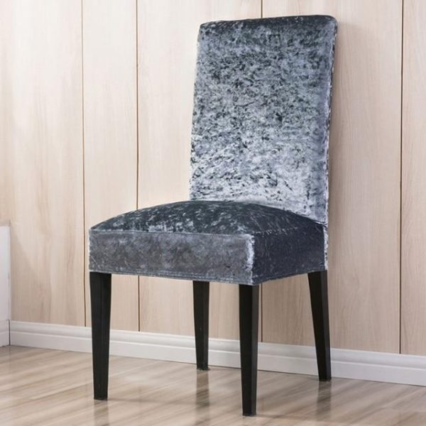 housse de chaise velours élégante gris