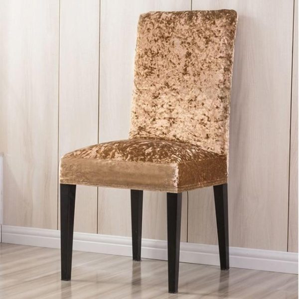 housse de chaise en velours marron clair
