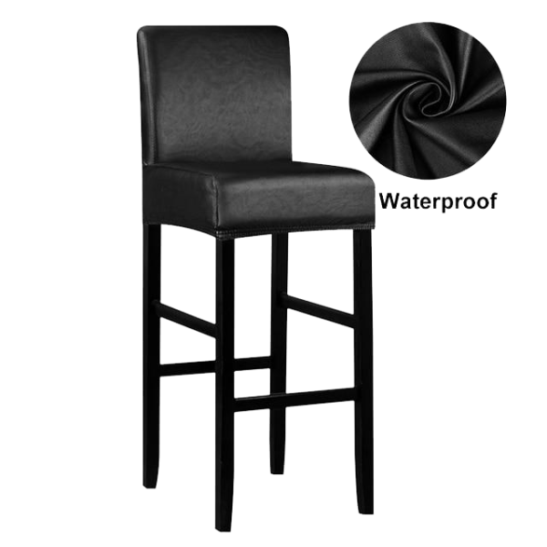 housse de tabouret de bar en simili cuir noir