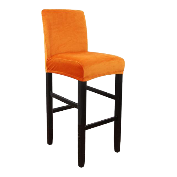 housse de tabouret de bar en velours orange