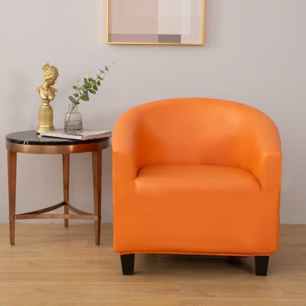 housse de siege en simili cuir orange