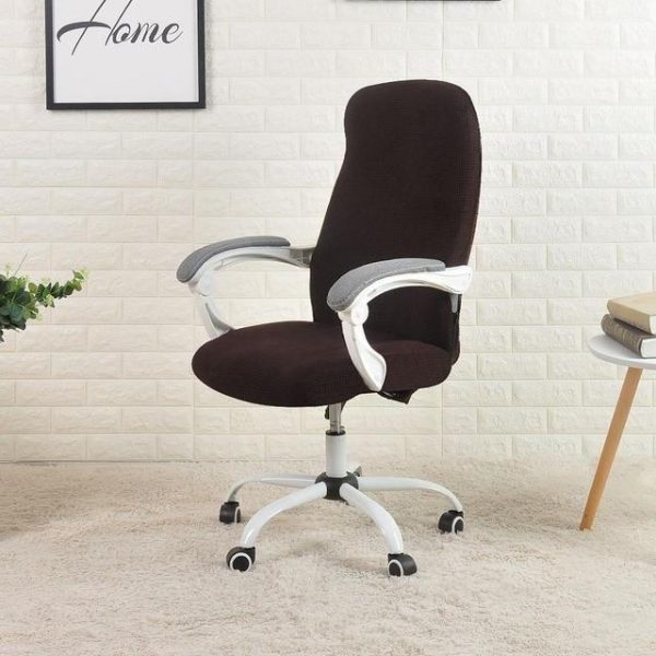 housse de chaise bureau Jacquard marron