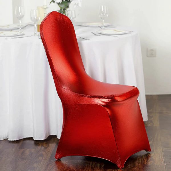 housse de chaise de mariage rouge métallique
