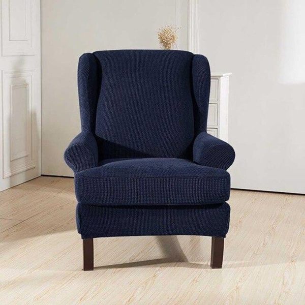 housse de fauteuil à oreilles bleu marine