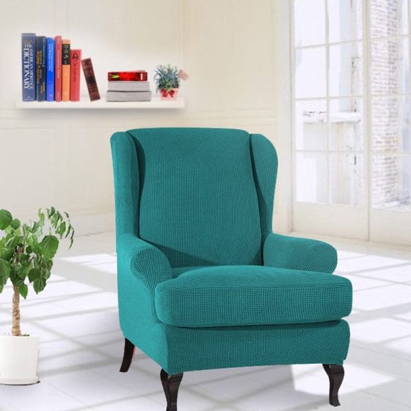 housse turquoise pour fauteuil à oreilles